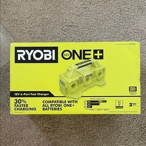 Ryobi Yellow 18V ONE+ 6-Port Fast Charger